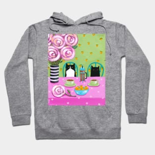 Morning French Press Coffee Cats Hoodie